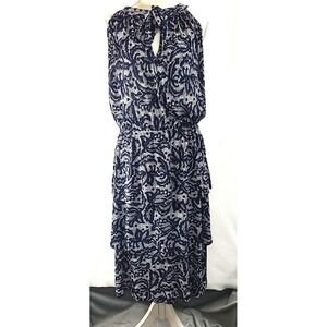 Seven Islands Womens Tiered Sleeveless Maxi Dress Navy Sz XL